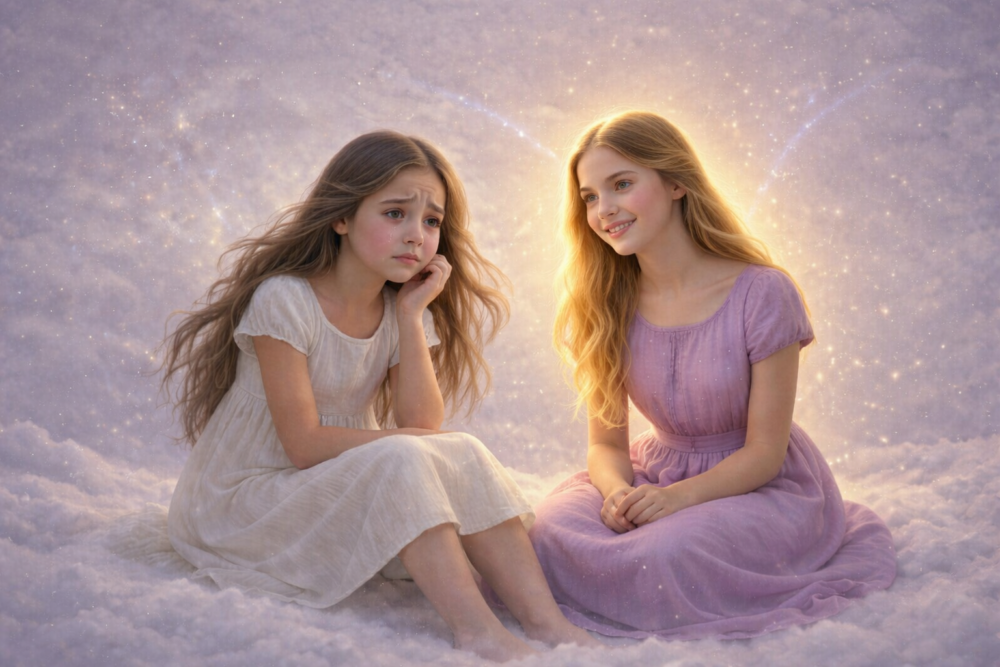 Inner child healing therapy session with divine feminine energy support and emotional release