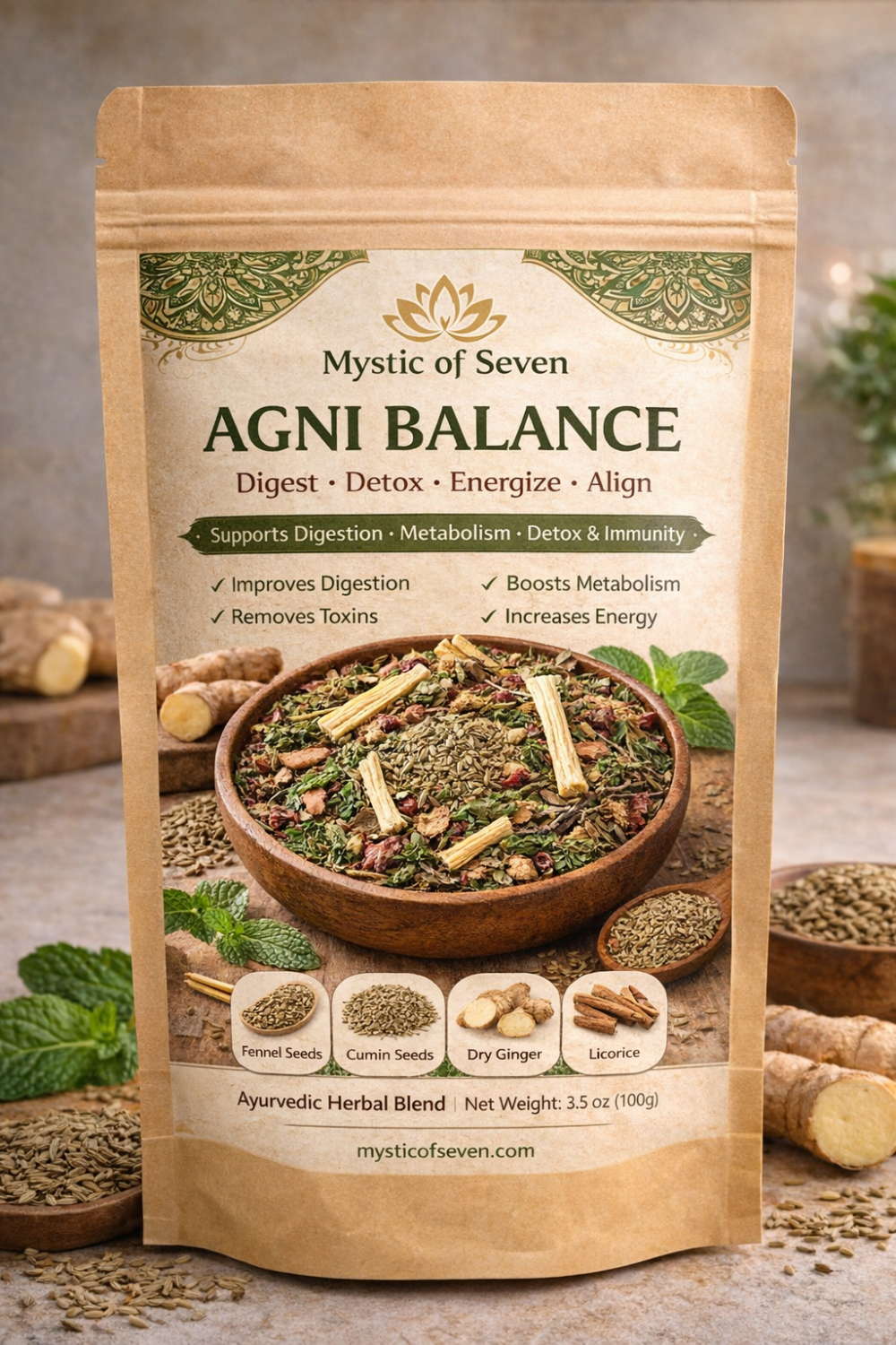 agni balance herbal digestive tea – metabolism booster, gut health & ayurvedic detox support